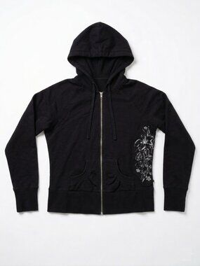 O'DYQ: Oxygen - Black Zip Hoodie with Drawstring Hood - MEDIUM